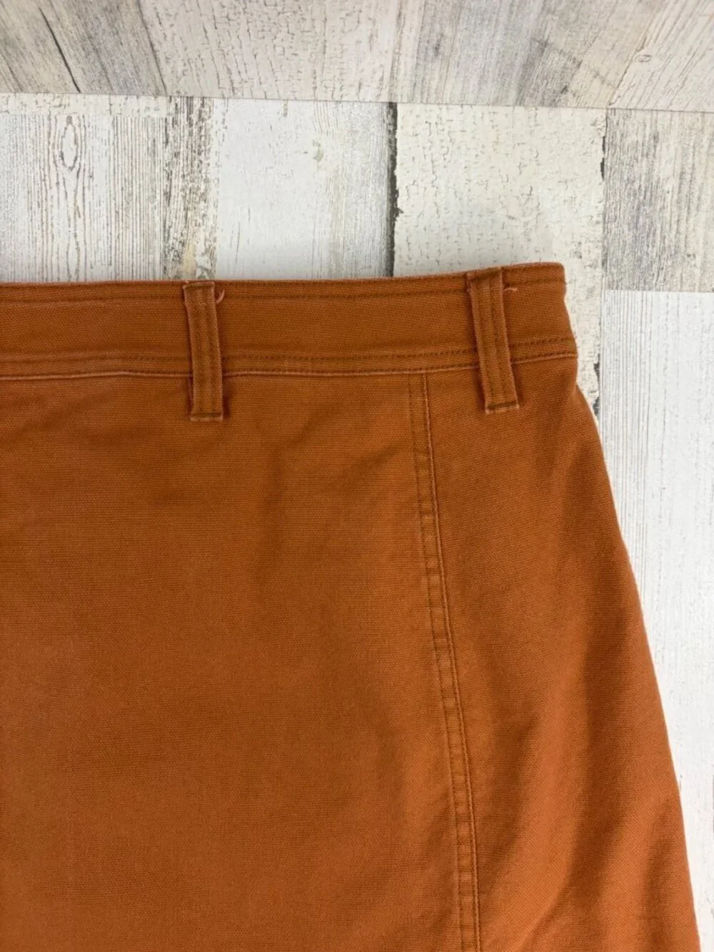 Madewell Button Front A-Line Pocket Mini Skirt Womens Size 4 Burnt Sienna - Picture 11 of 15